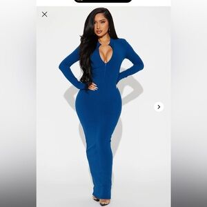 Bodycon Blue Long Sleeve Dress